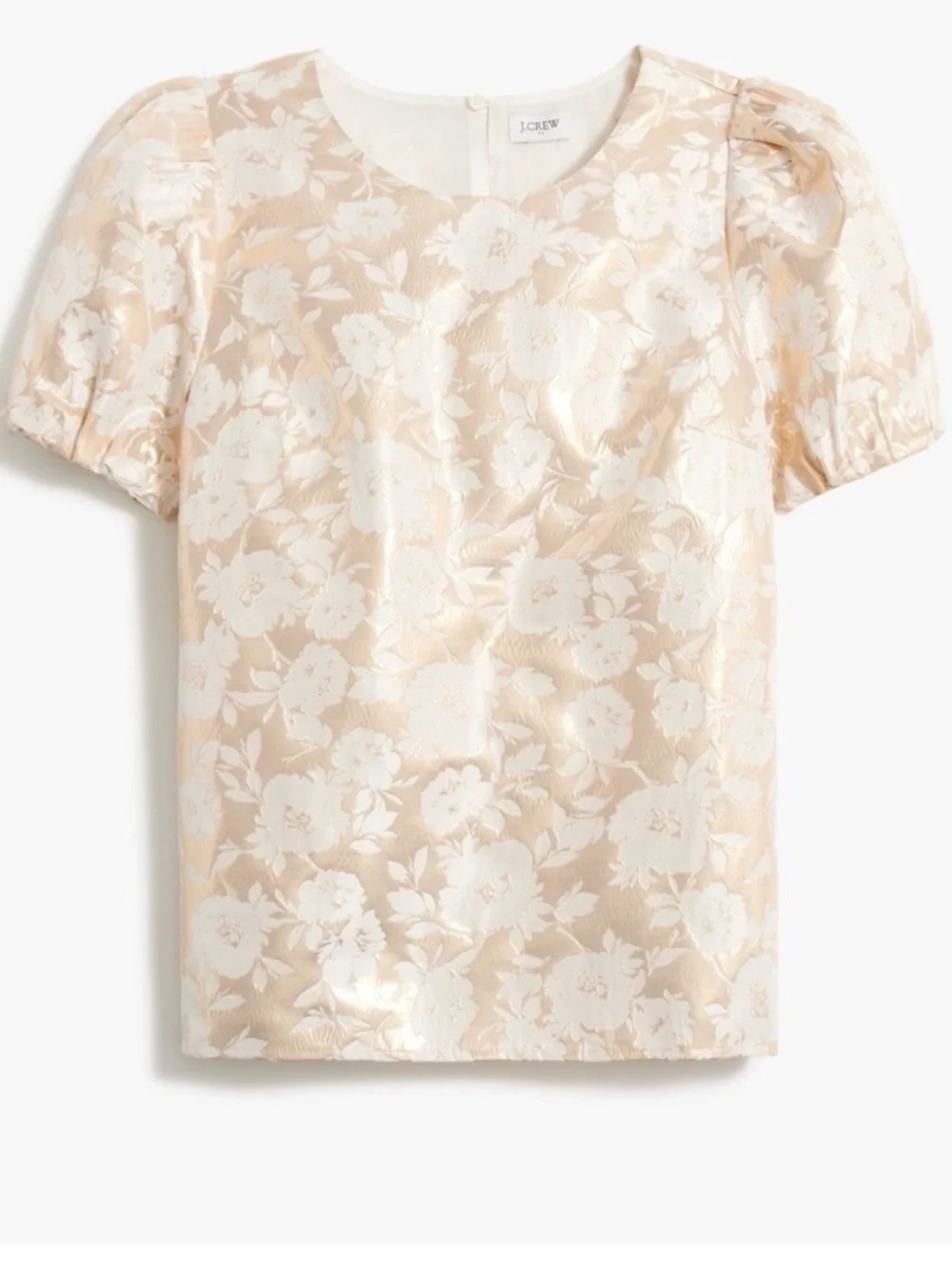 Jcrew gold floral jacquard puff sleeve top size xs